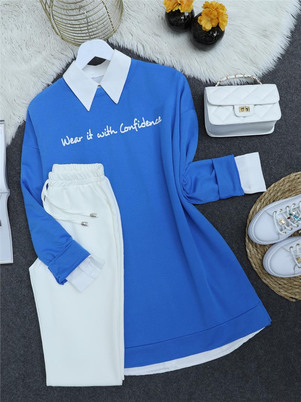 Printed Combed Cotton Sweat -Blue-153-0536-R31