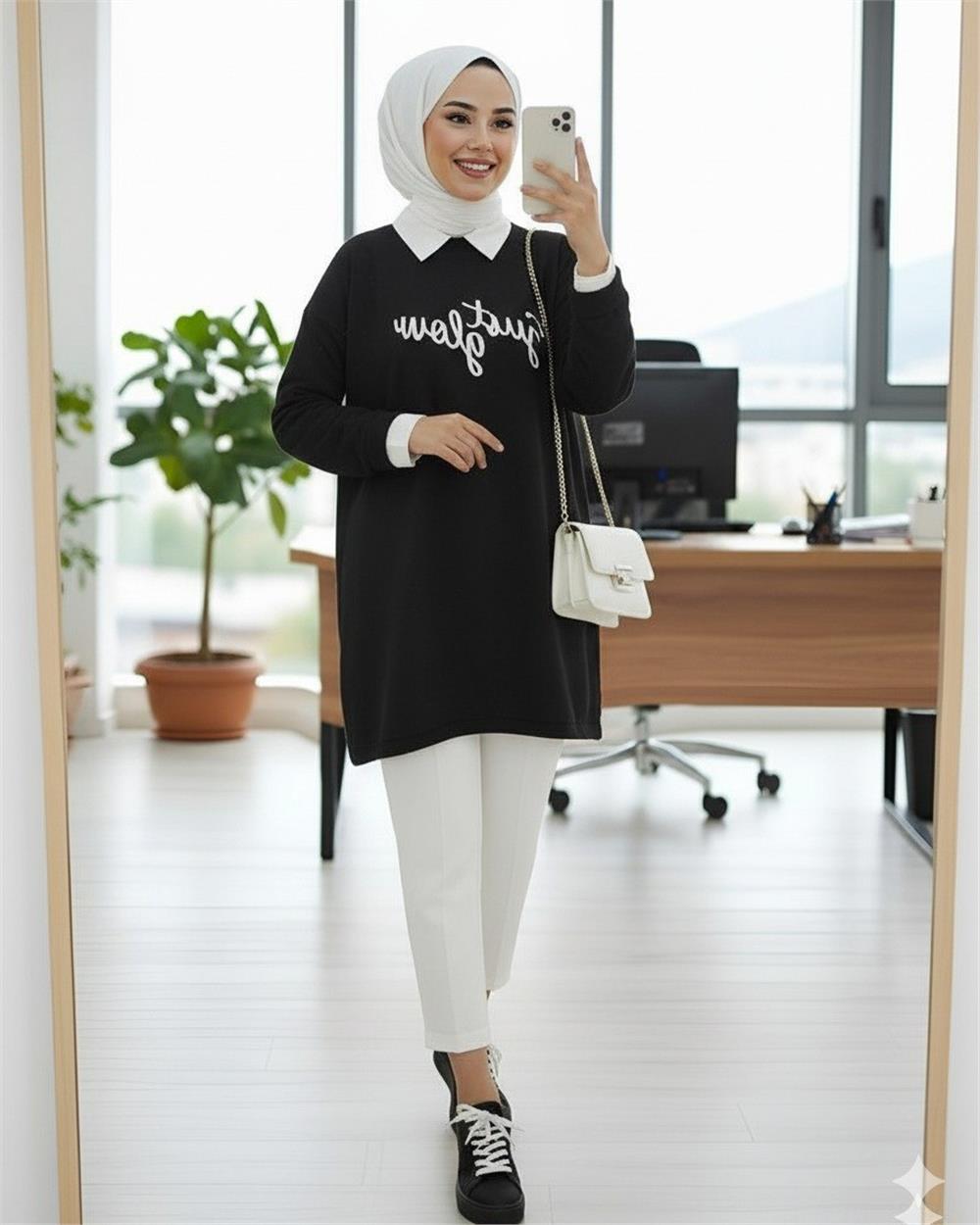Printed Combed Cotton Sweat -Black-153-0535-R01