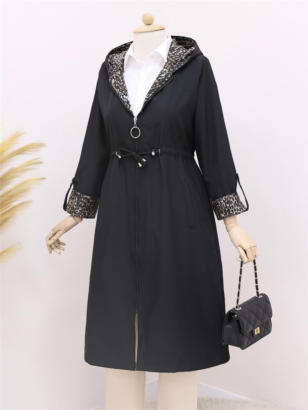 Quilted Lined Hooded Trench Coat -Color-138-9091-R38