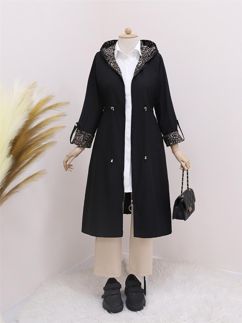 Quilted Lined Hooded Trench Coat -Color-138-9091-R38