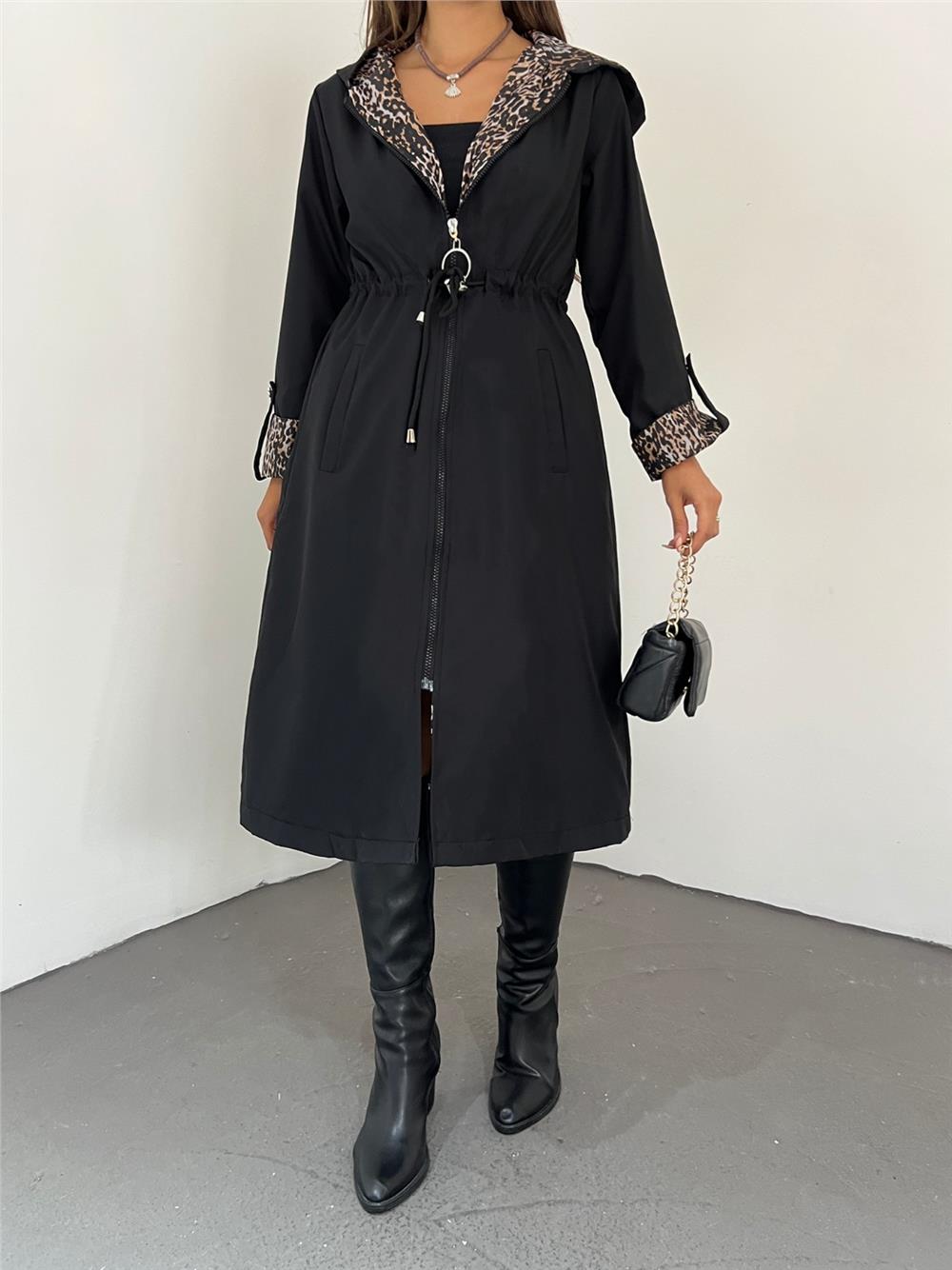 Quilted Lined Hooded Trench Coat -Color-138-9091-R38