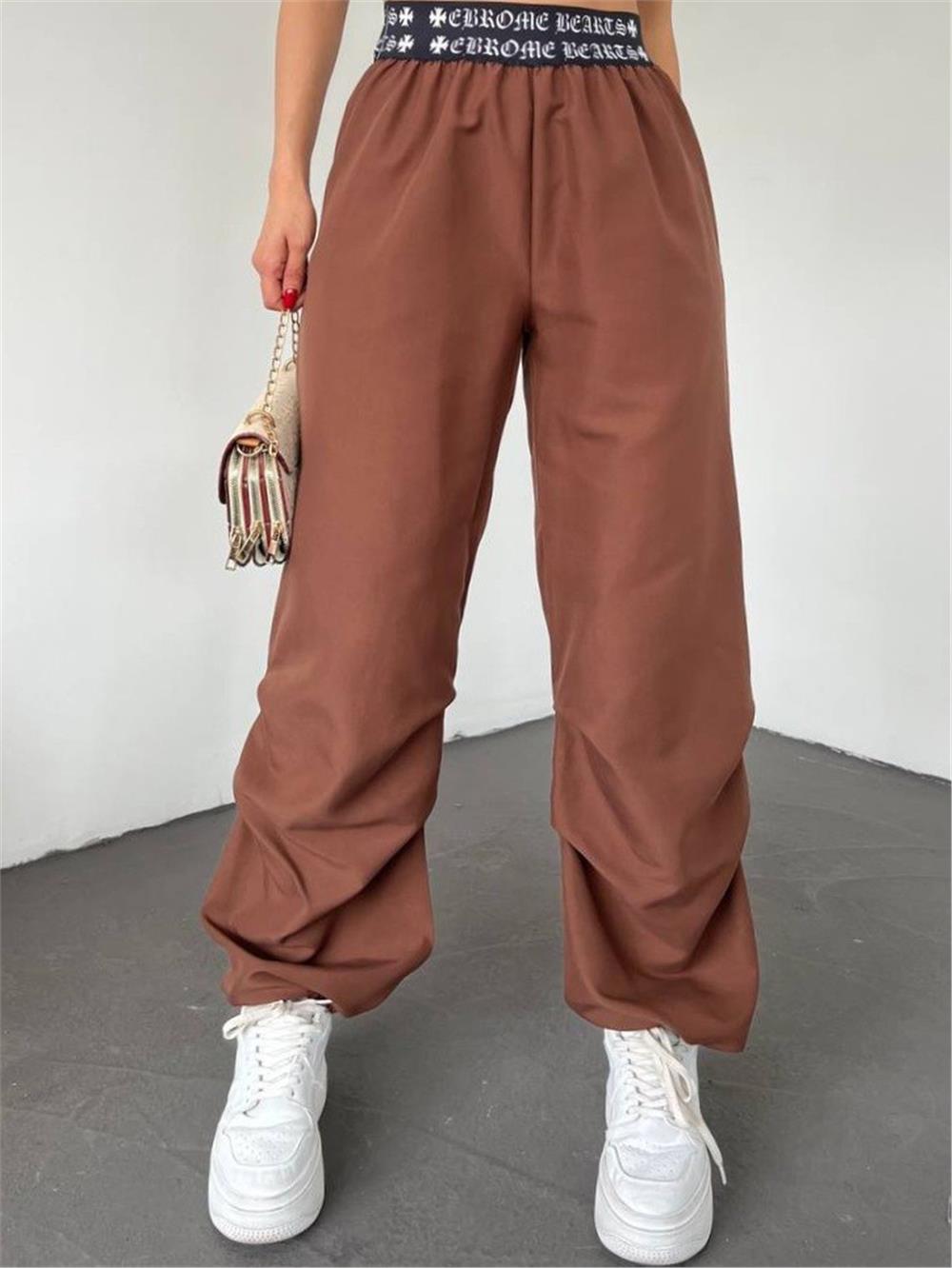 بنطلون بخصر بأرجل مطاطية - بني-358-10303-R15