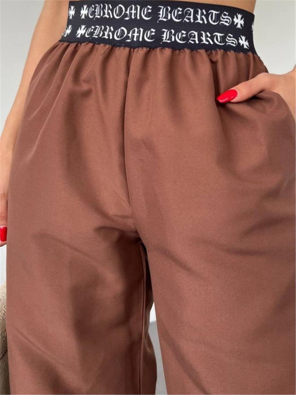 بنطلون بخصر بأرجل مطاطية - بني-358-10303-R15