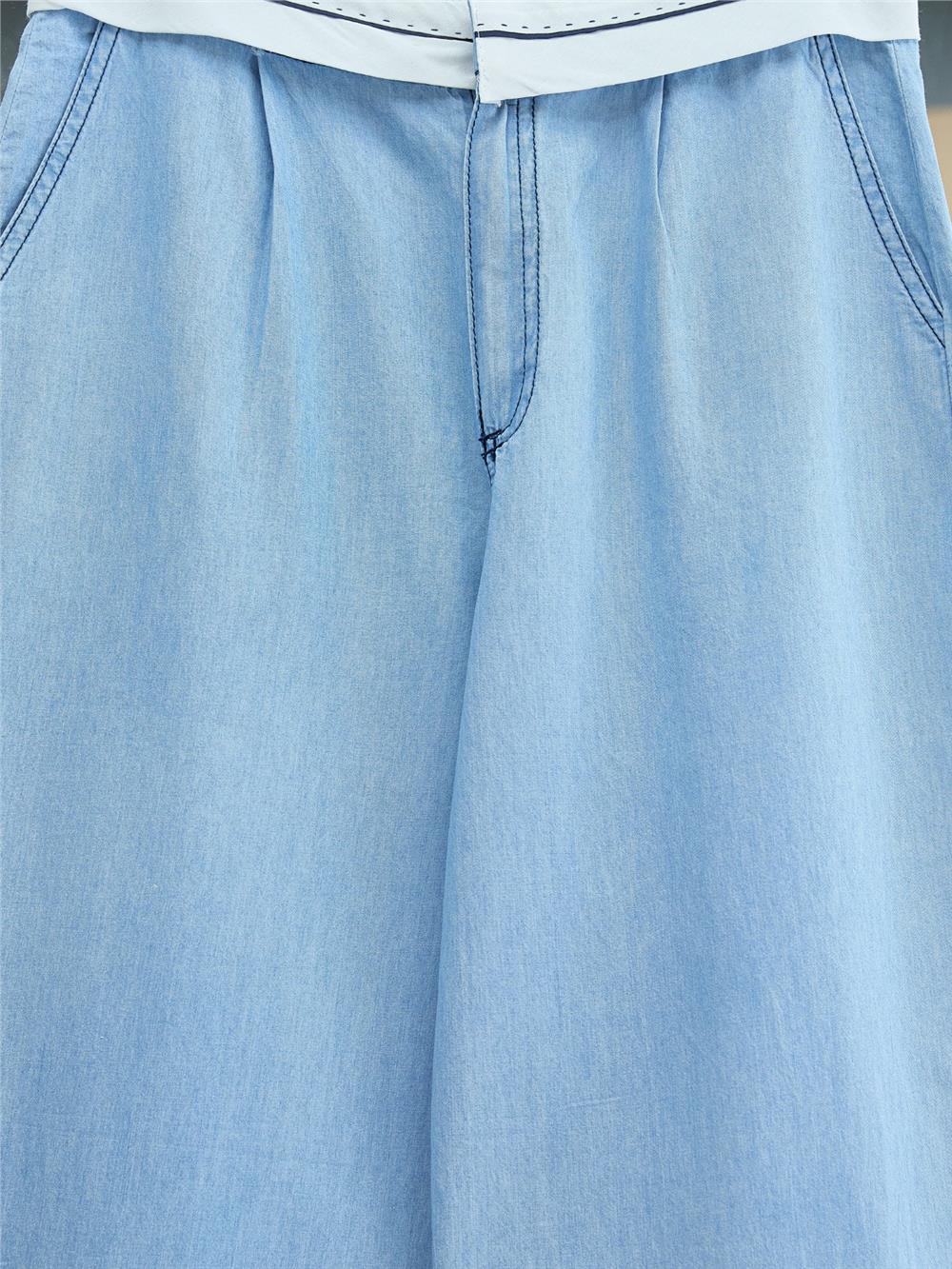 Slim Jeans with Hook Waist Belt Detail -Light Blue-138-6580-R25
