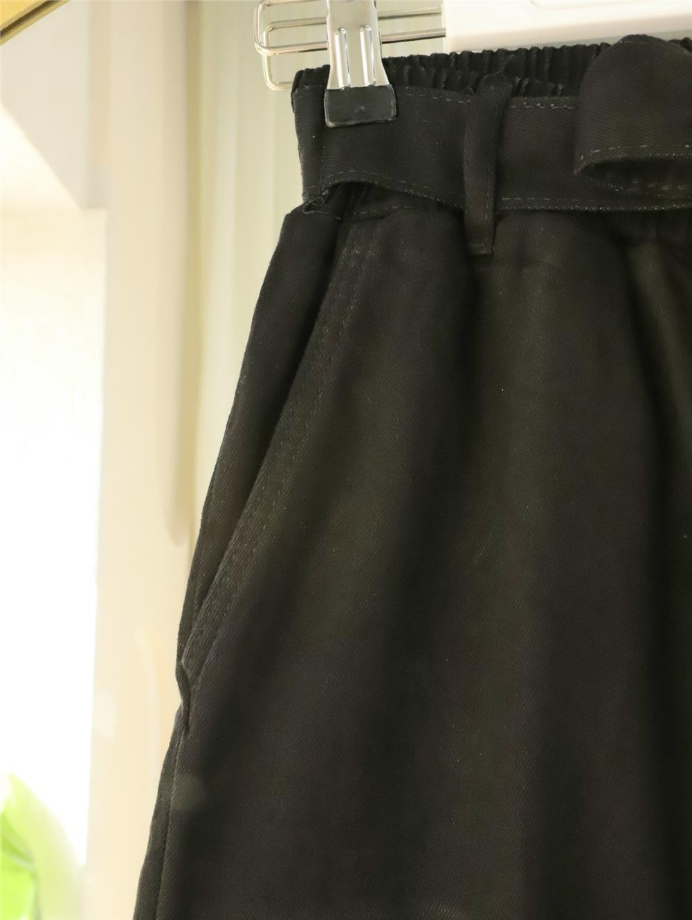 Beli Kuşaklı Lastikli Cepli Kot Pantolon -Siyah-417-16779-R01