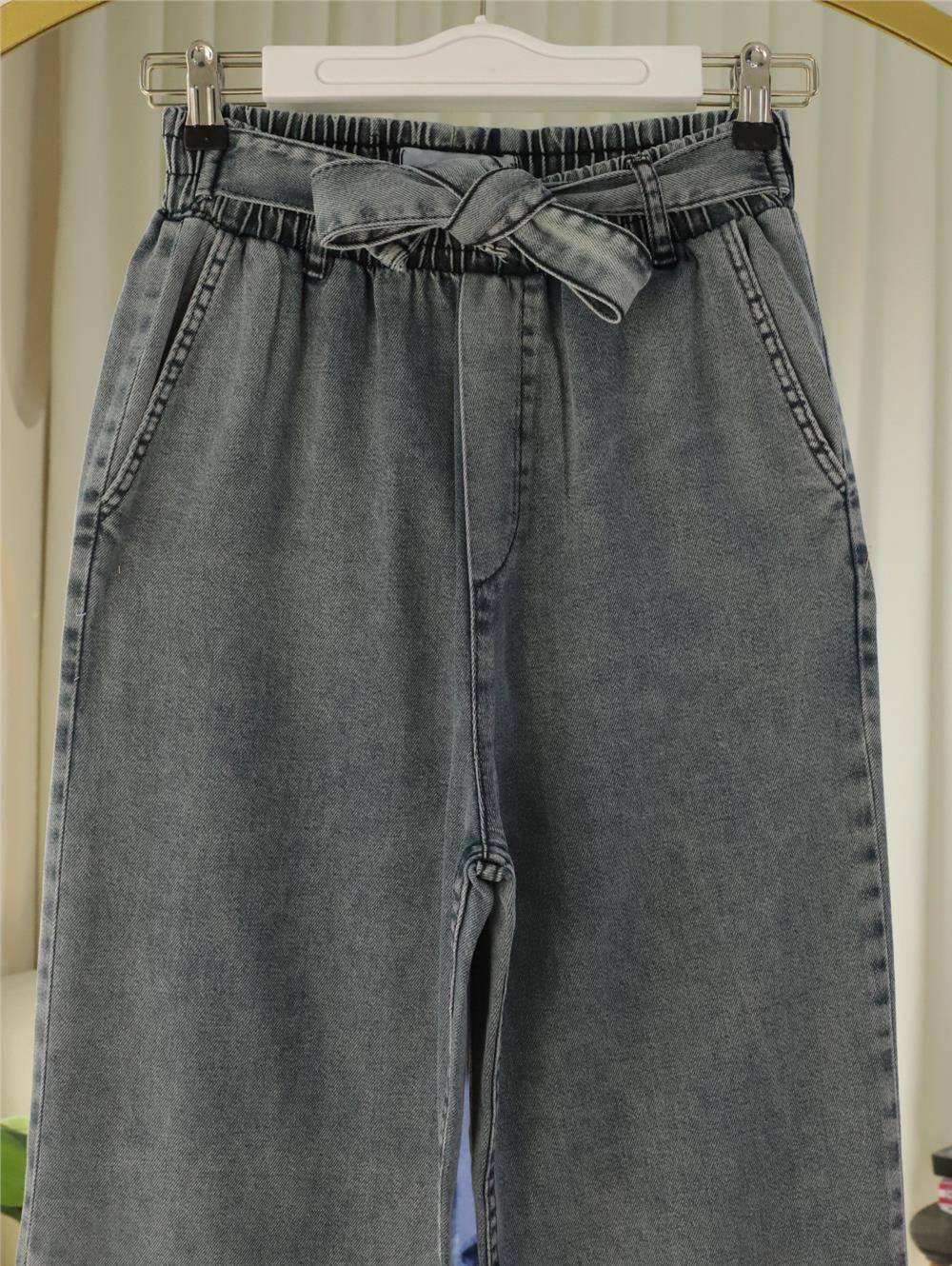 Beli Kuşaklı Lastikli Cepli Kot Pantolon -Antrasit-417-16779-R64