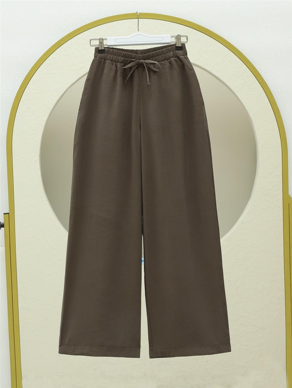 Beli Lastikli Bağcıklı Bol Paça Salaş Pantolon  -Kamuflaj-338-20646-R39