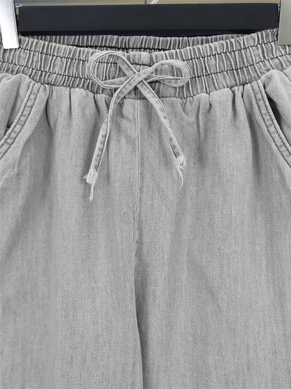 Beli Lastikli Cepli Bol Paça Kot Pantolon         -Gri-136-0840-R11