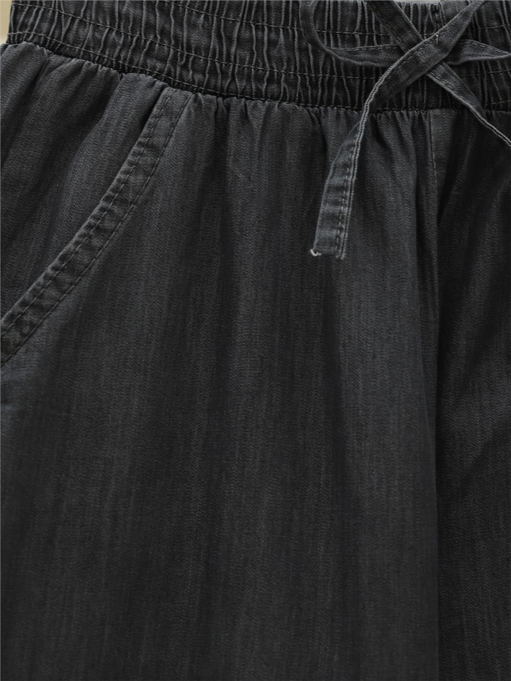 Beli Lastikli Cepli Bol Paça Kot Pantolon        -Antrasit-136-0840-R64