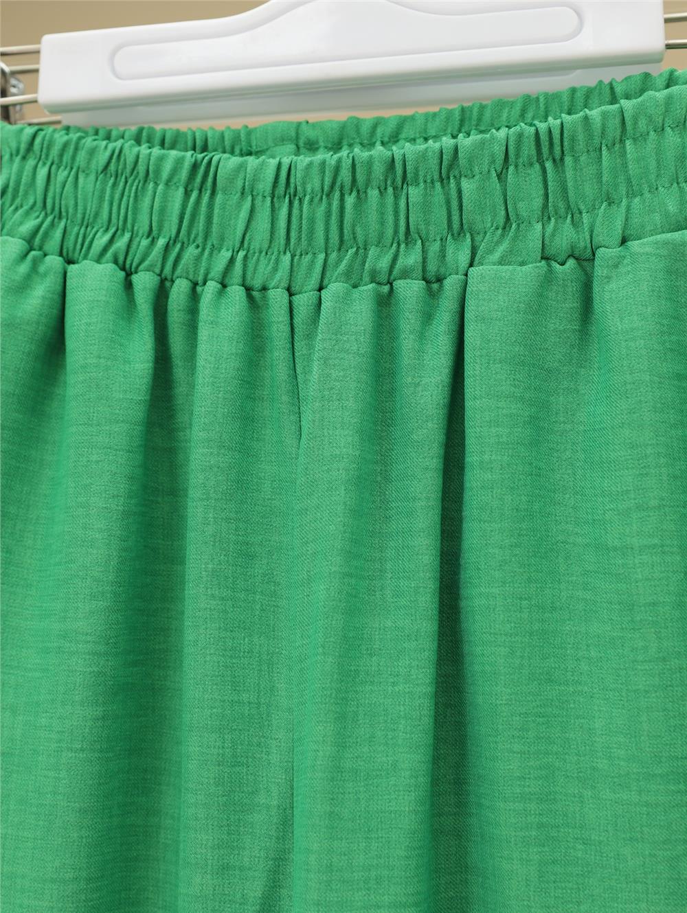 Elastic Waist Double Pocket Loose Trousers -Green-370-6388-R35