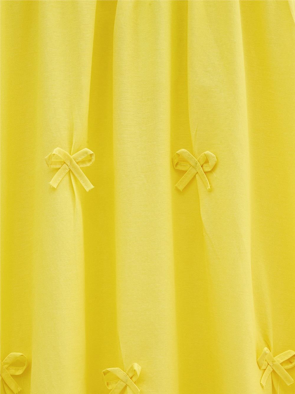 Beli Lastikli Fiyonk Detaylı Poplin Etek -Sarı-421-10064-R22