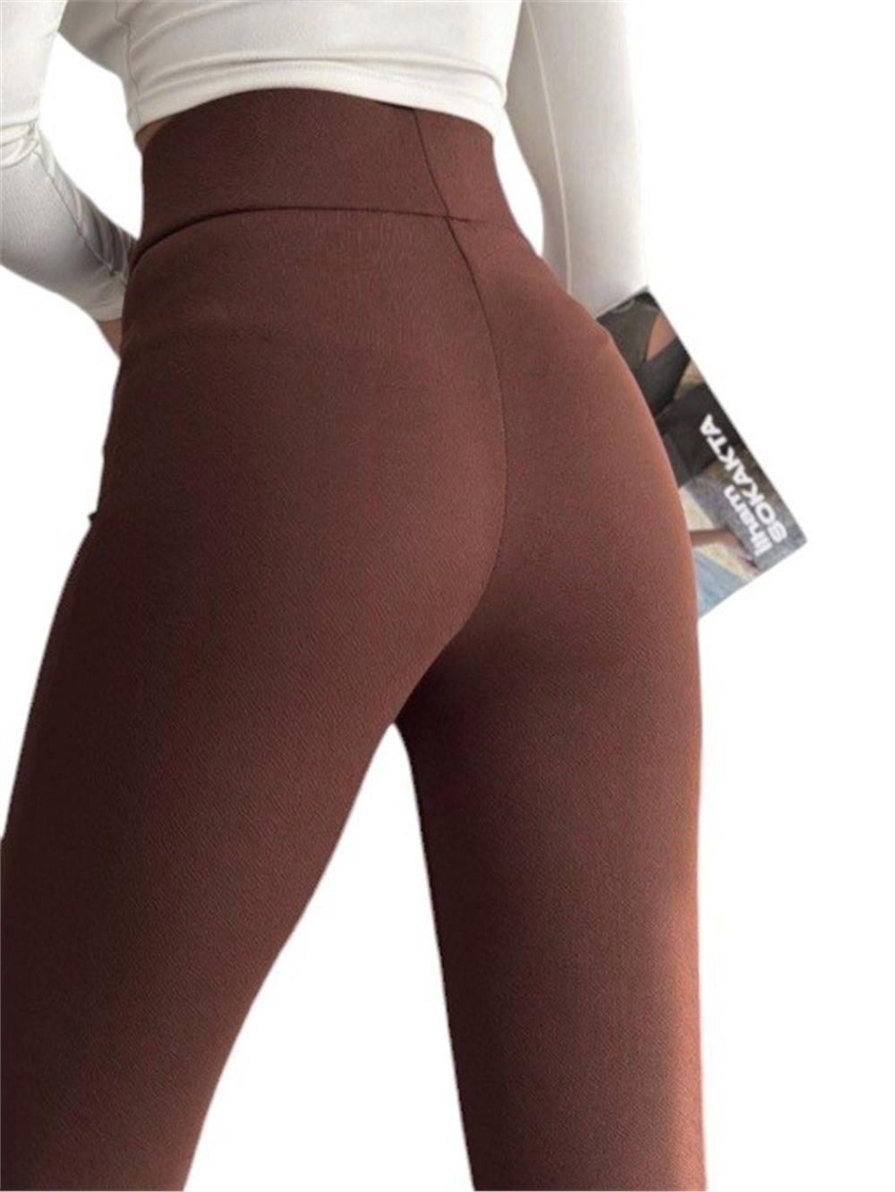 Beli Lastikli Likralı İspanyol Pantolon -Kahve-326-9092-R15