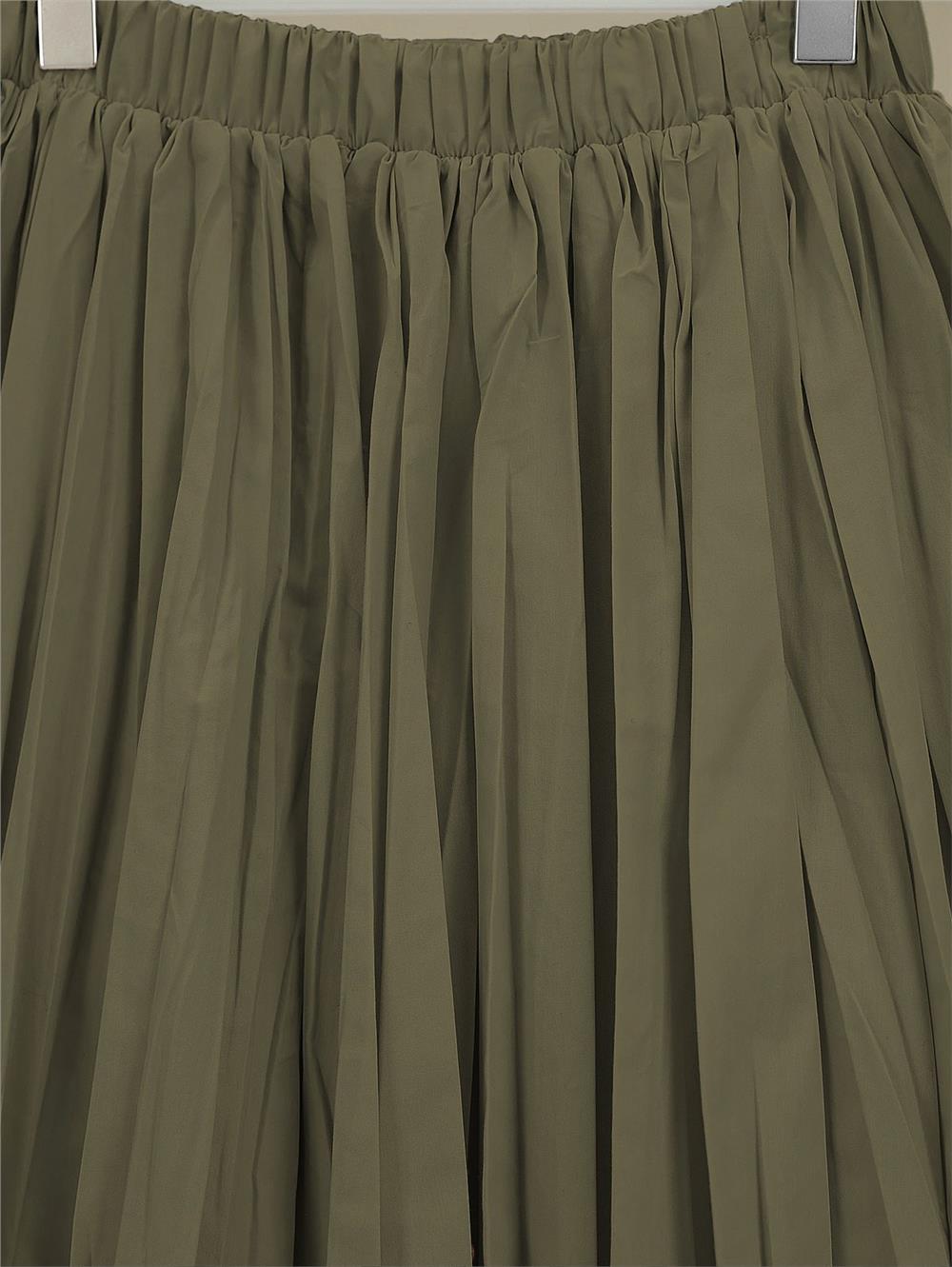 Beli Lastikli Poplin Kraş Etek -Haki-327-5001-R05