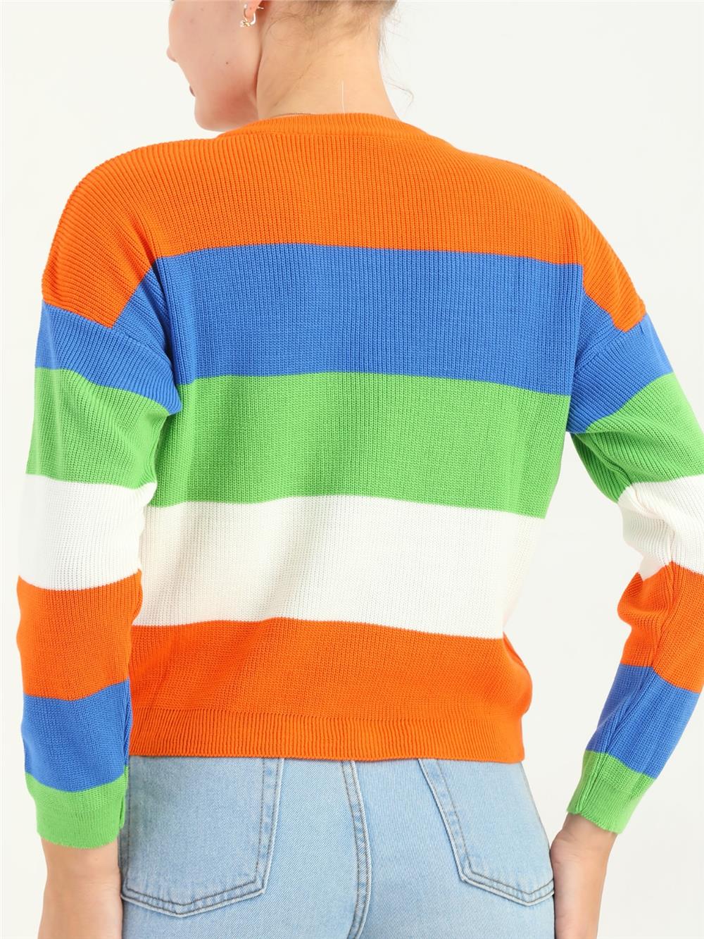 Crew Neck Knitwear Sweater -Orange-109-9947-R16