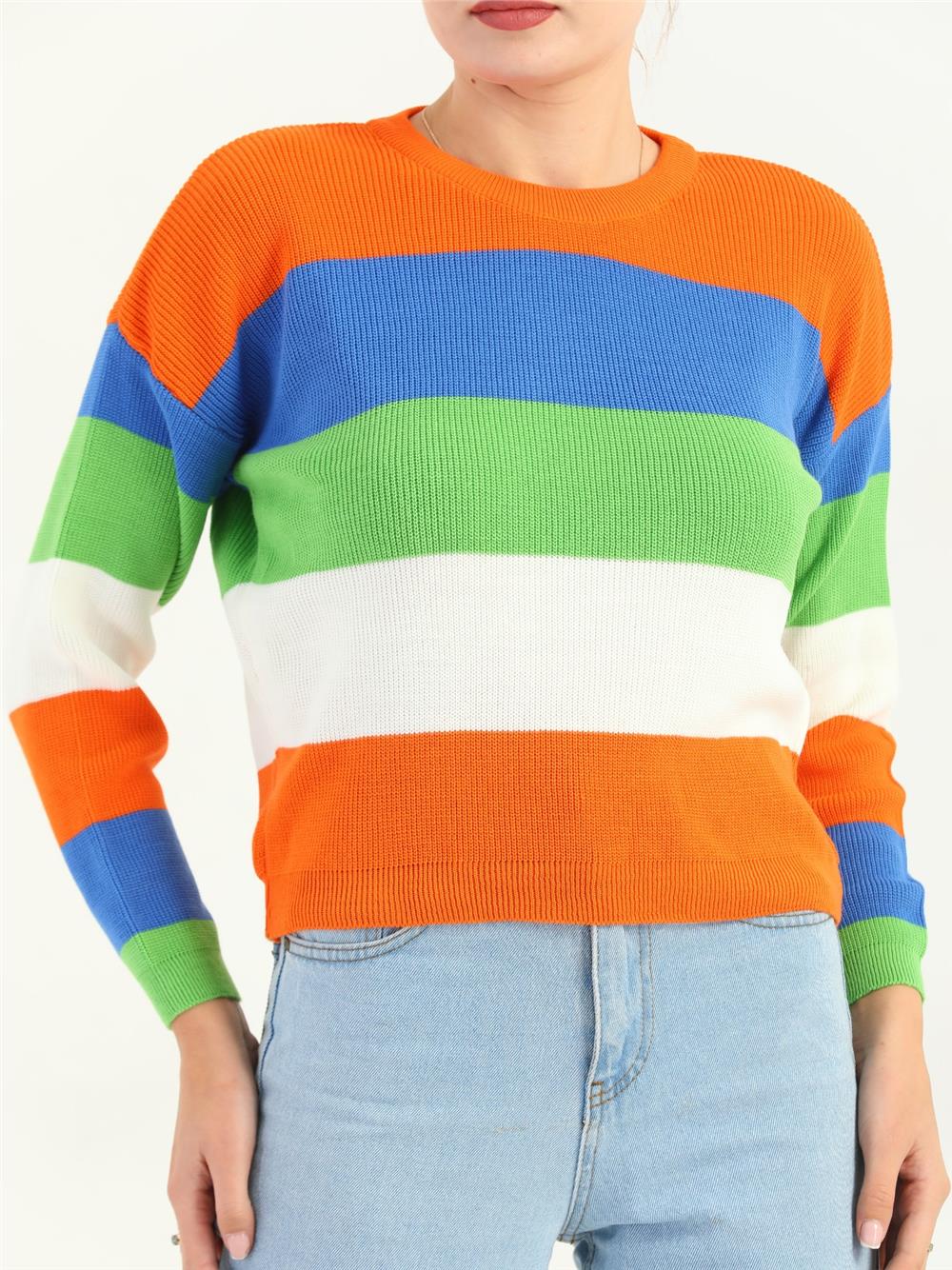 Crew Neck Knitwear Sweater -Orange-109-9947-R16