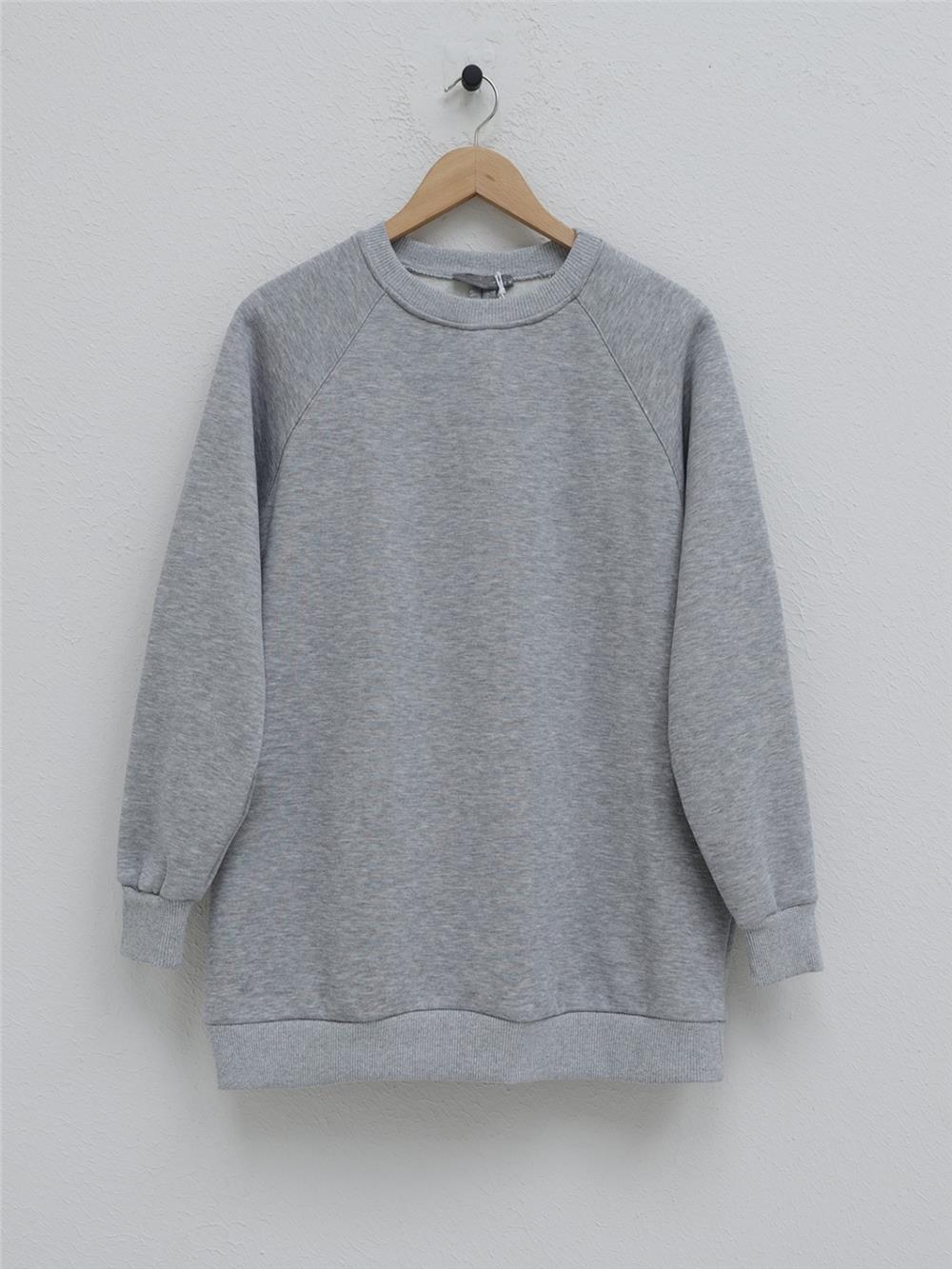 Crew Neck Three Thread Raised Sweat - Gray-338-31667-R11
