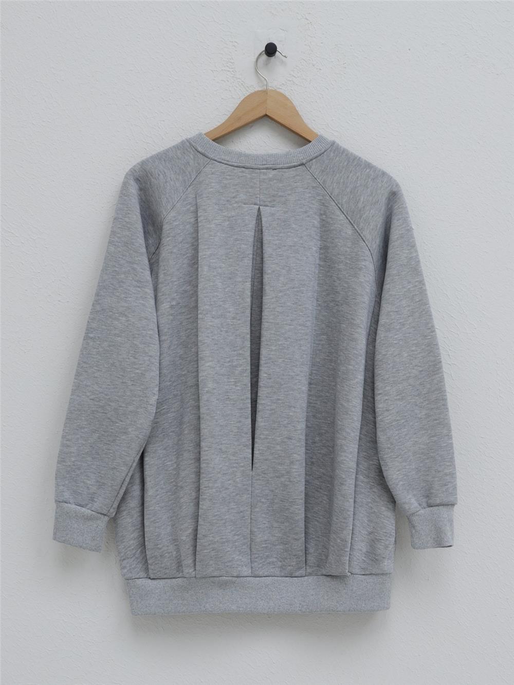 Crew Neck Three Thread Raised Sweat - Gray-338-31667-R11