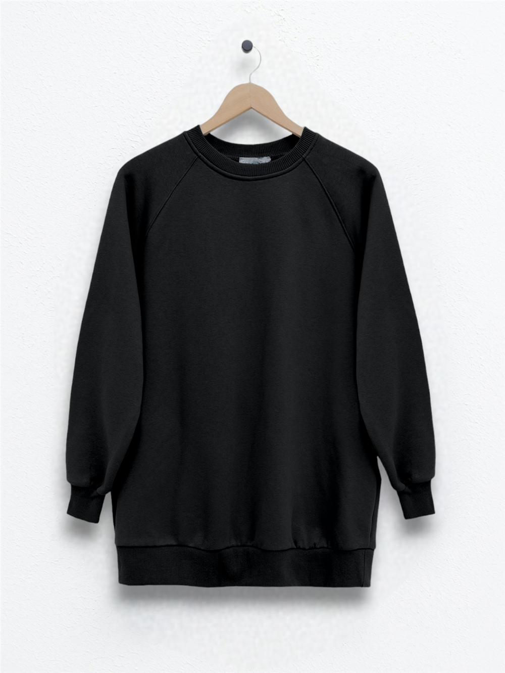 Crew Neck Three Thread Raised Sweat -Black-338-31667-R01