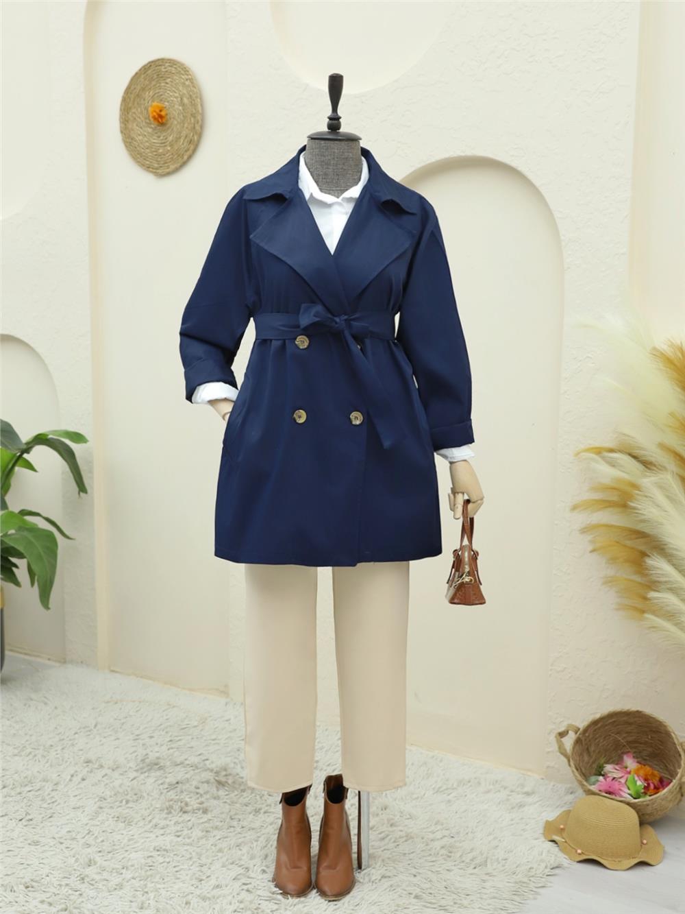 Bolero Detaylı Düğmeli Ara Boy Trençkot -Laci-346-5044-R03