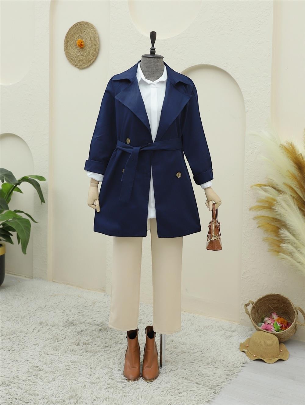 Bolero Detaylı Düğmeli Ara Boy Trençkot -Laci-346-5044-R03