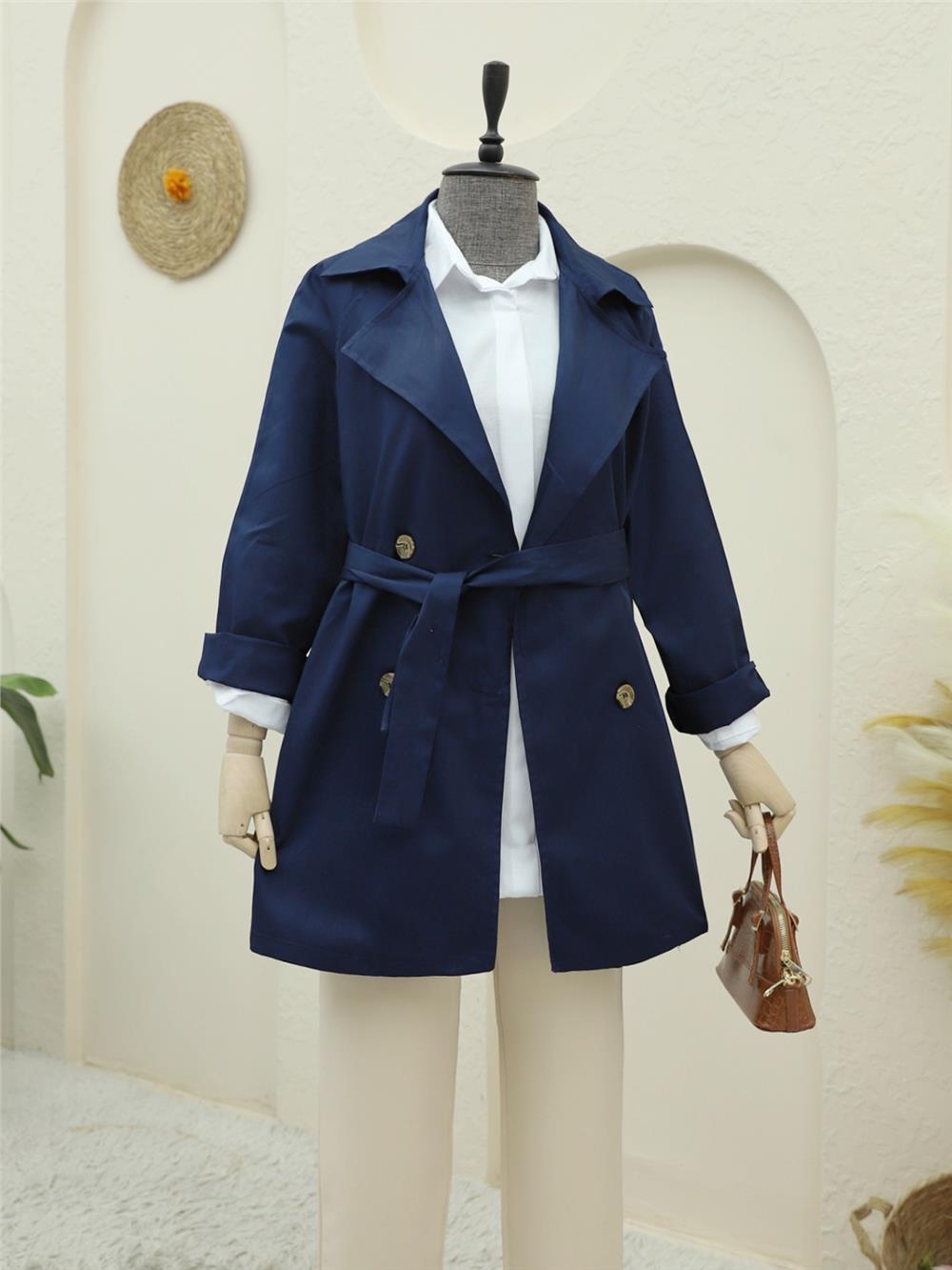 Bolero Detaylı Düğmeli Ara Boy Trençkot -Laci-346-5044-R03