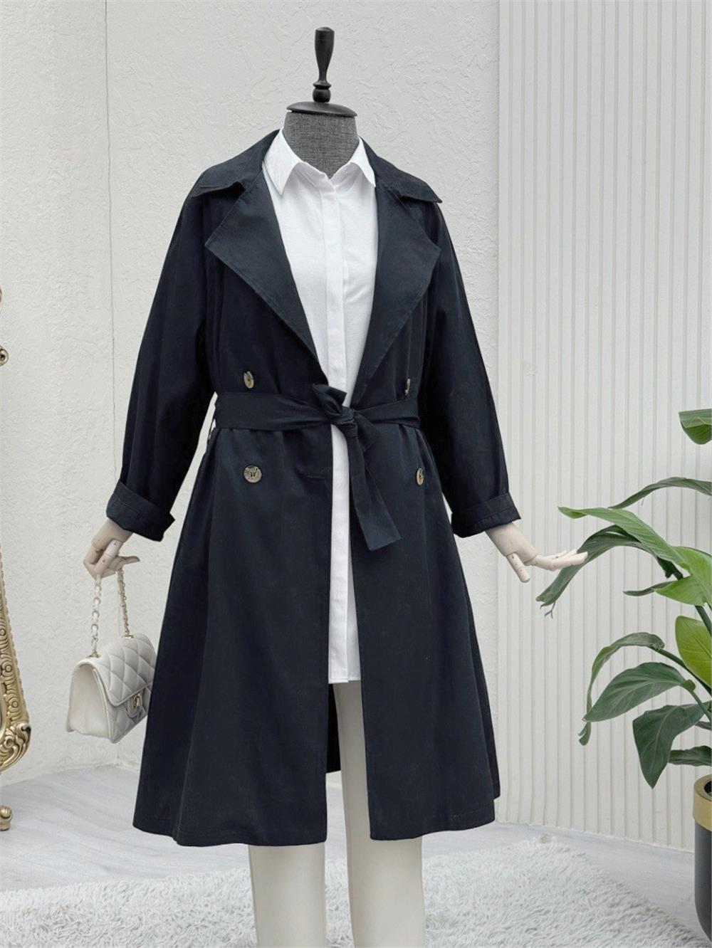 Bolero Detaylı Kemerli Araboy Trençkot -Siyah-346-3019-R01
