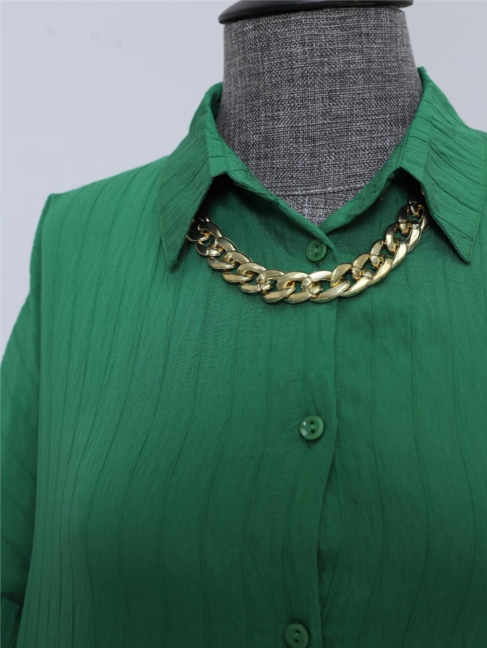 Buttoned Patterned Shirt -Green-238-2490-R35