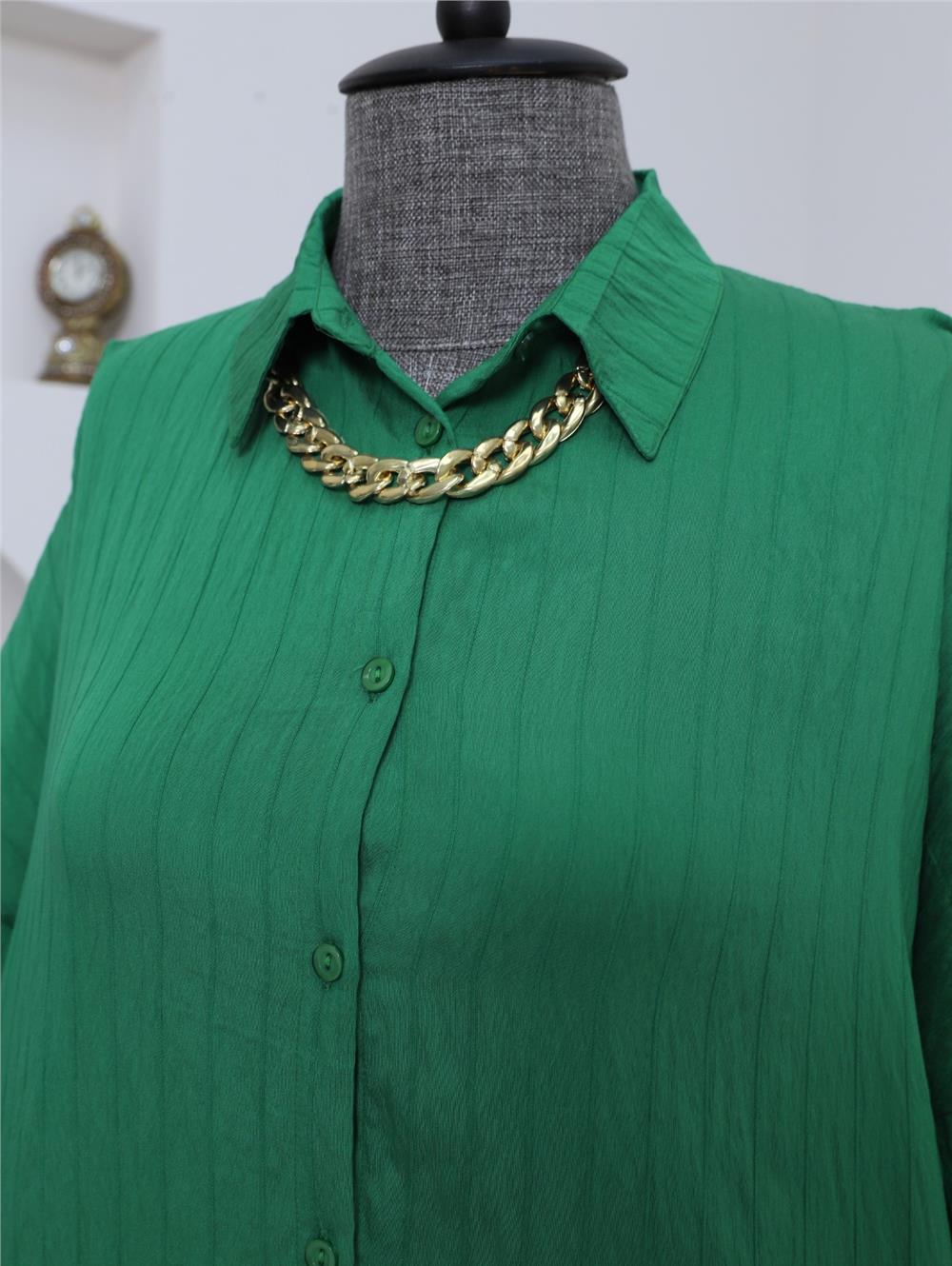 Buttoned Patterned Shirt -Green-238-2490-R35