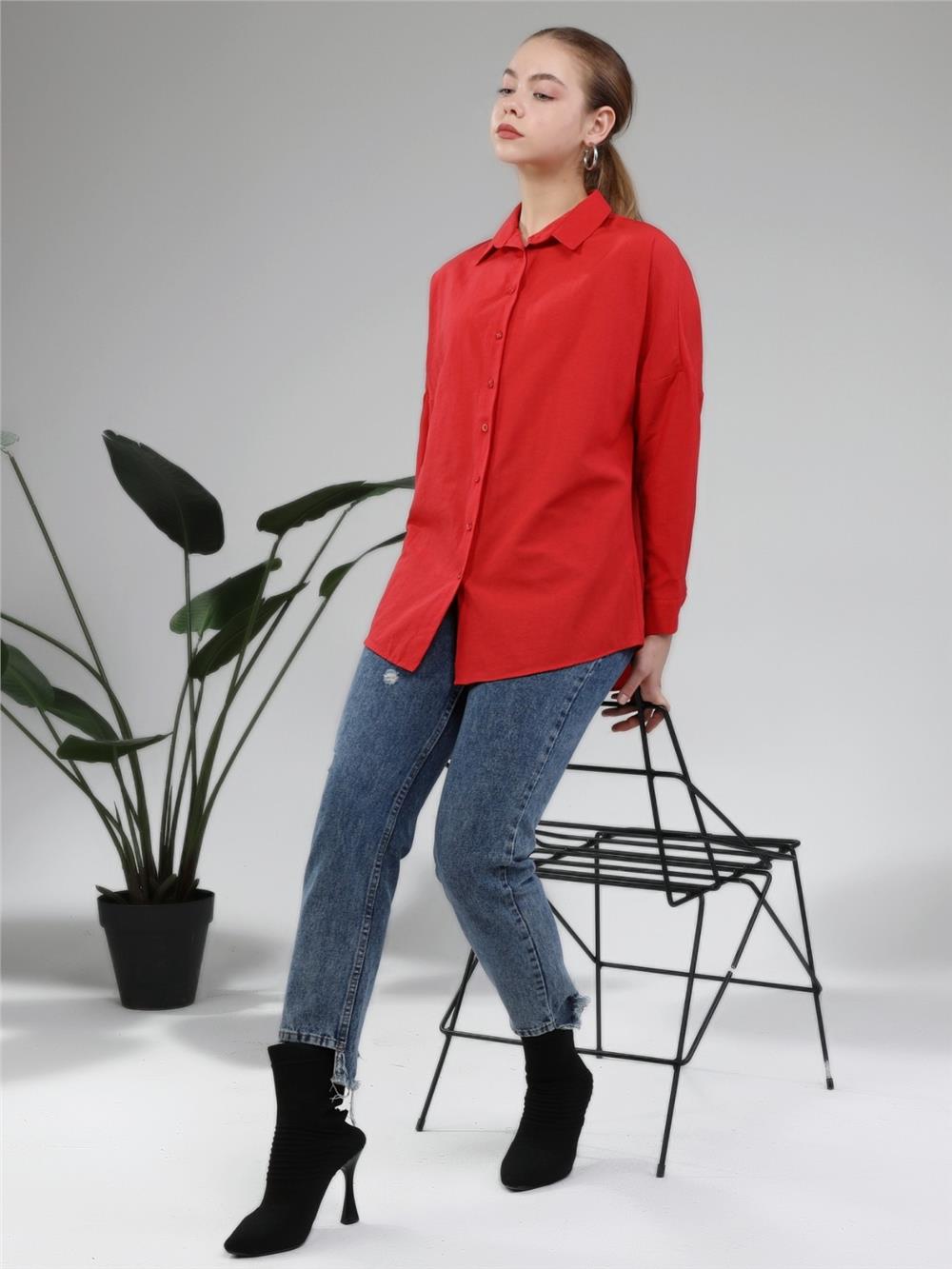 Button Down Shirt -Red-138-3900-R33