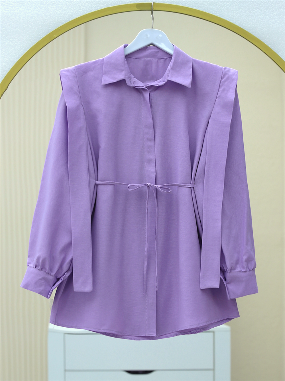 Buttoned Shirt with Shoulder Detail -Lilac-120-0061-R42