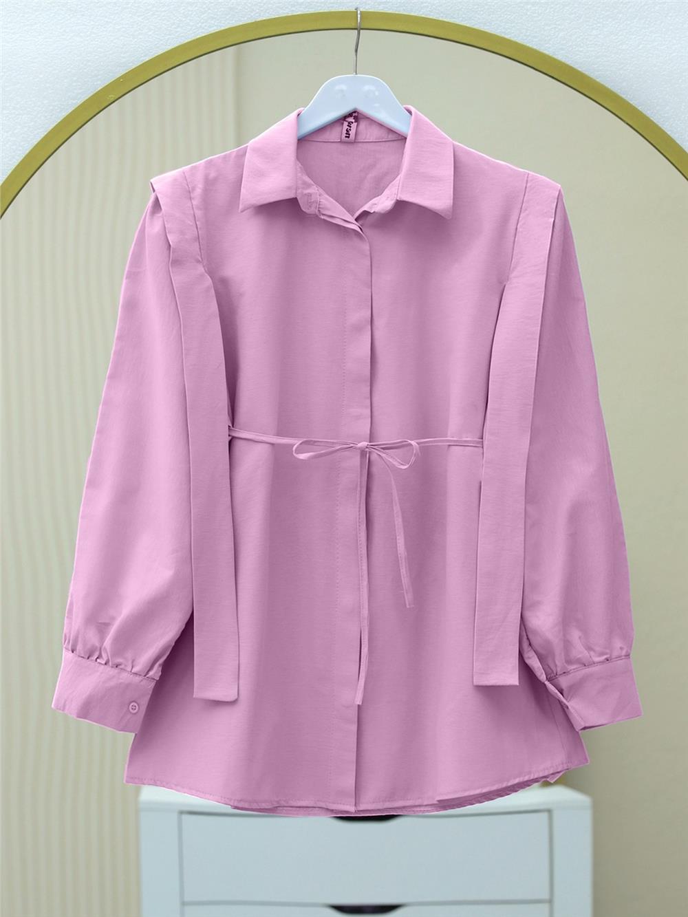 Buttoned Shirt with Shoulder Detail - Pink-120-0061-R20