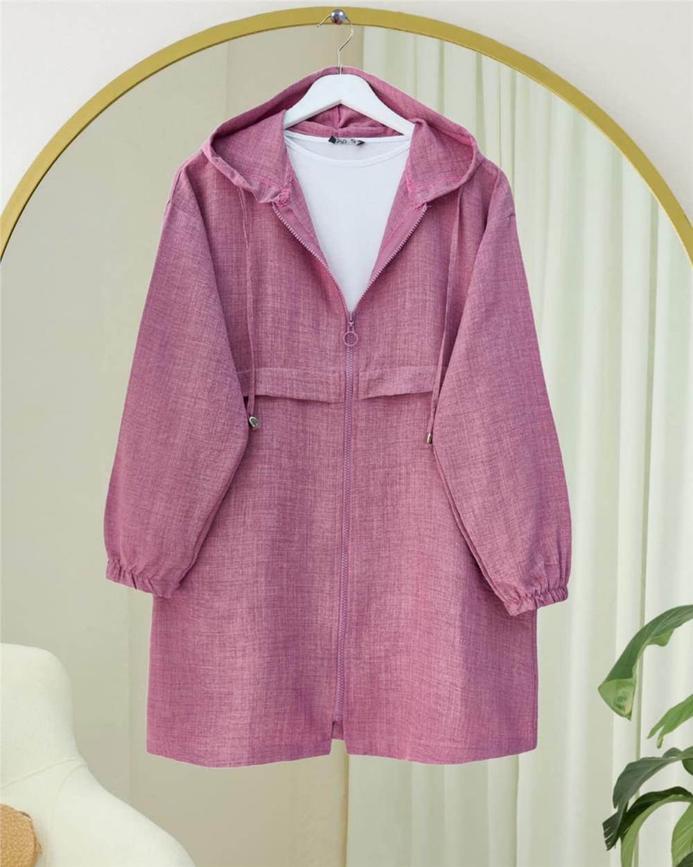 Linen Cap with Pocket Detail - Cherry-349-5021-R44