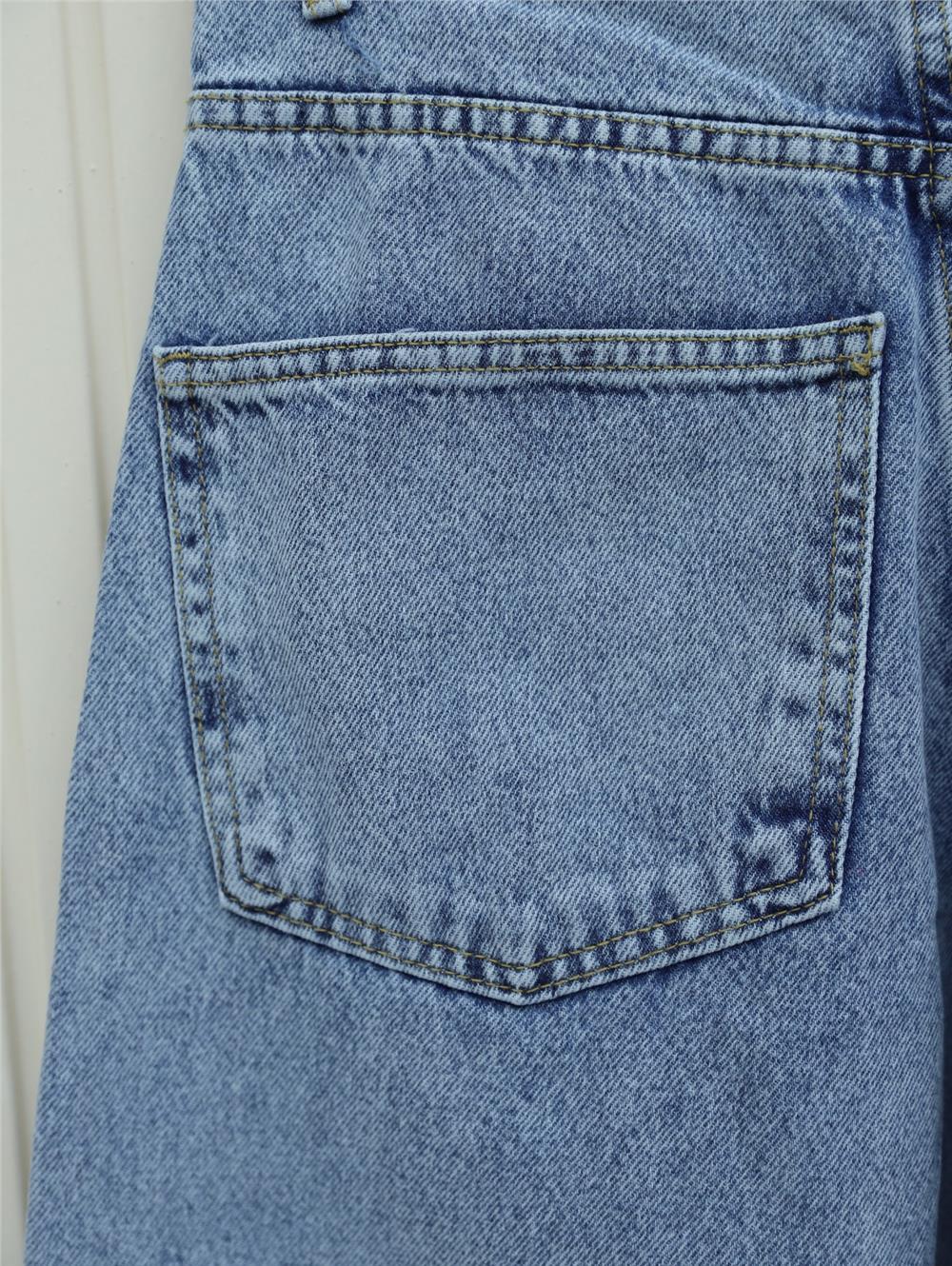 Cepli Bol Paça Fermuarlı Kot Pantolon -Buz Mavi-409-24003-R37