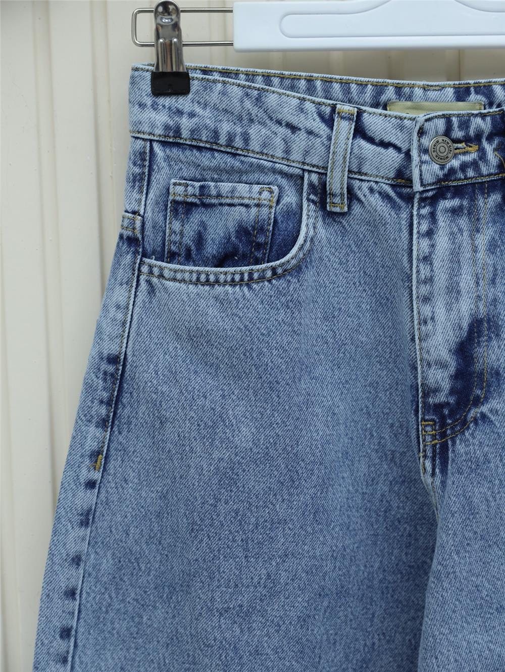 Cepli Bol Paça Fermuarlı Kot Pantolon -Buz Mavi-409-24003-R37