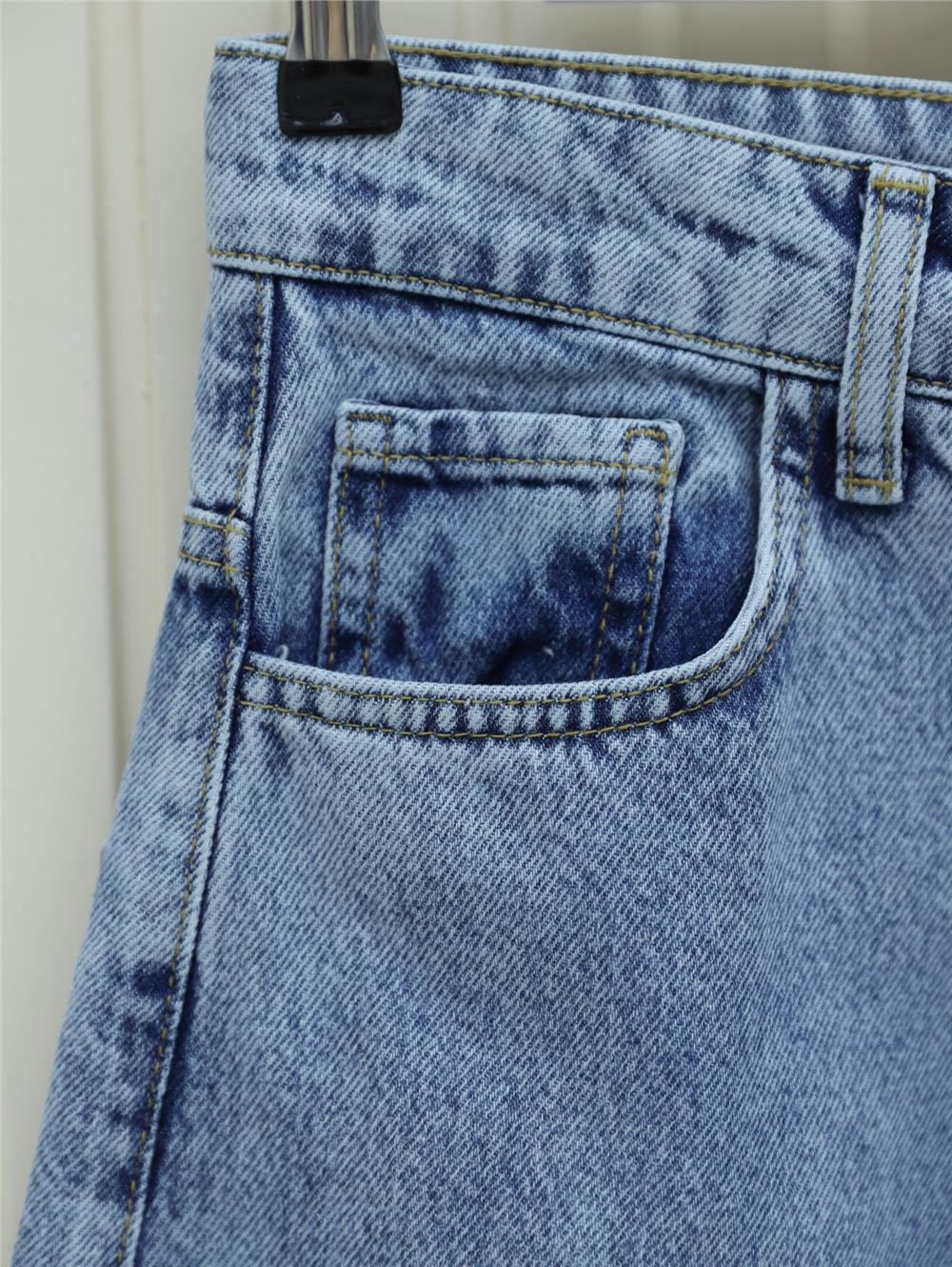 Cepli Bol Paça Fermuarlı Kot Pantolon -Buz Mavi-409-24003-R37