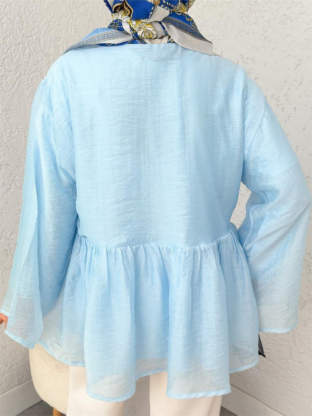 Çift Bağlamalı İçi Astarlı Modal Kimono -Bebe Mavi-307-2389-R32