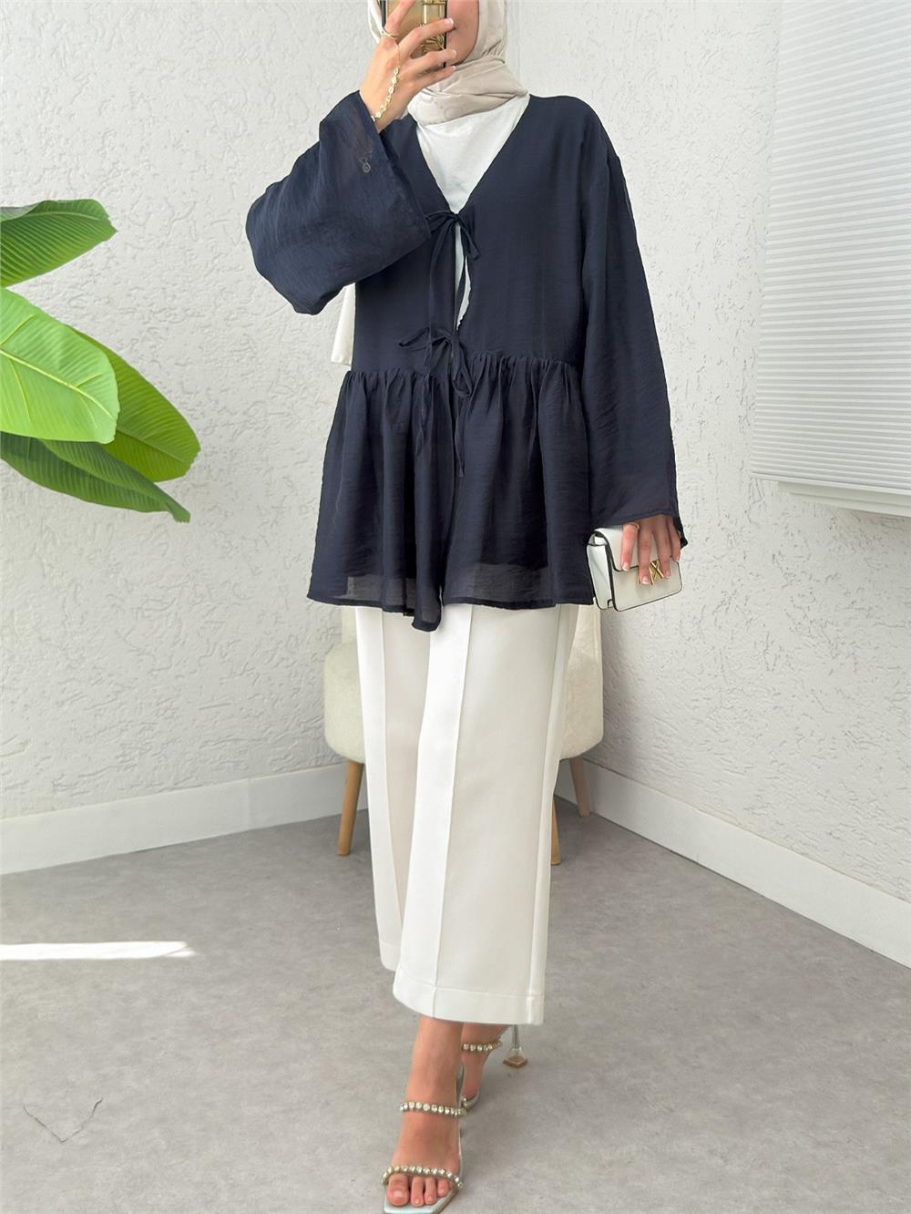 Çift Bağlamalı İçi Astarlı Modal Kimono -Laci-307-2389-R03