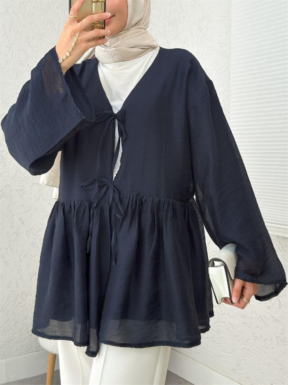 Çift Bağlamalı İçi Astarlı Modal Kimono -Laci-307-2389-R03
