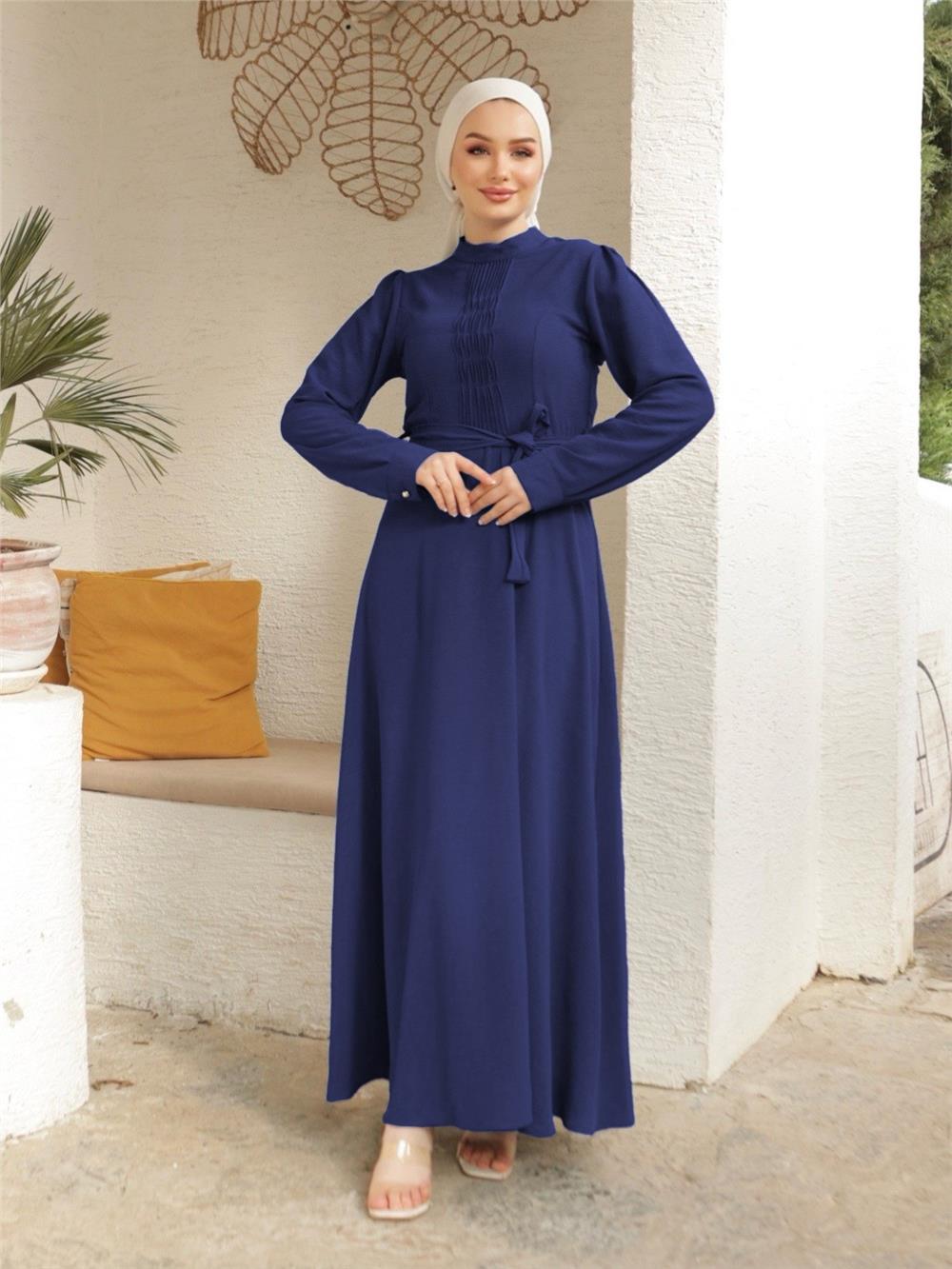 Çıma Detaylı Kemerli Ayrobin Elbise   -Laci-186-662-R03