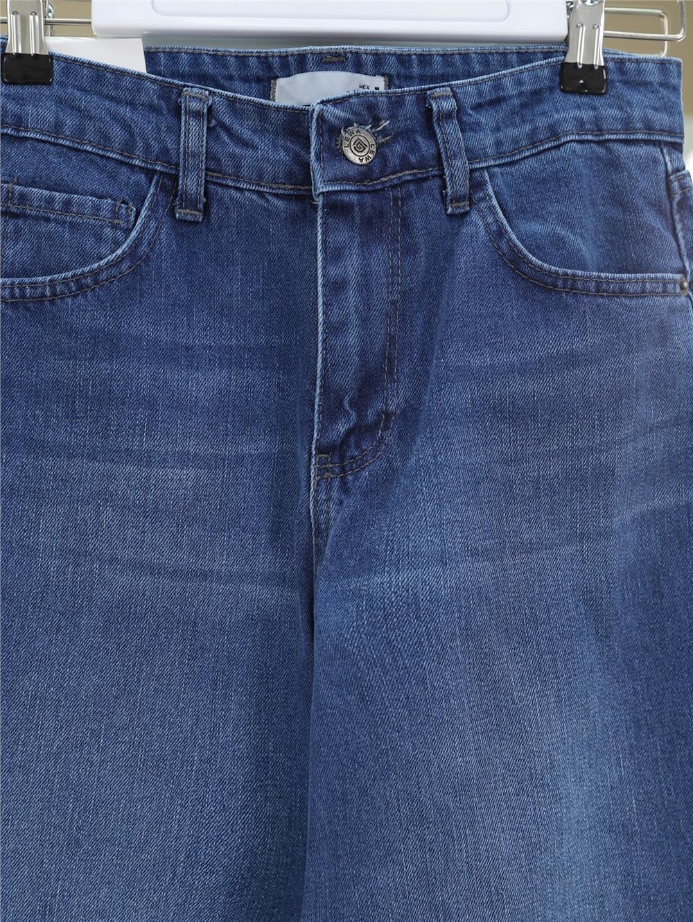 Çok Cepli Yüksek Bel Kot Pantolon  -Mavi-136-0841-R31