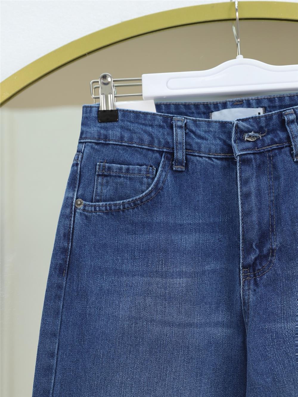 Çok Cepli Yüksek Bel Kot Pantolon  -Mavi-136-0841-R31