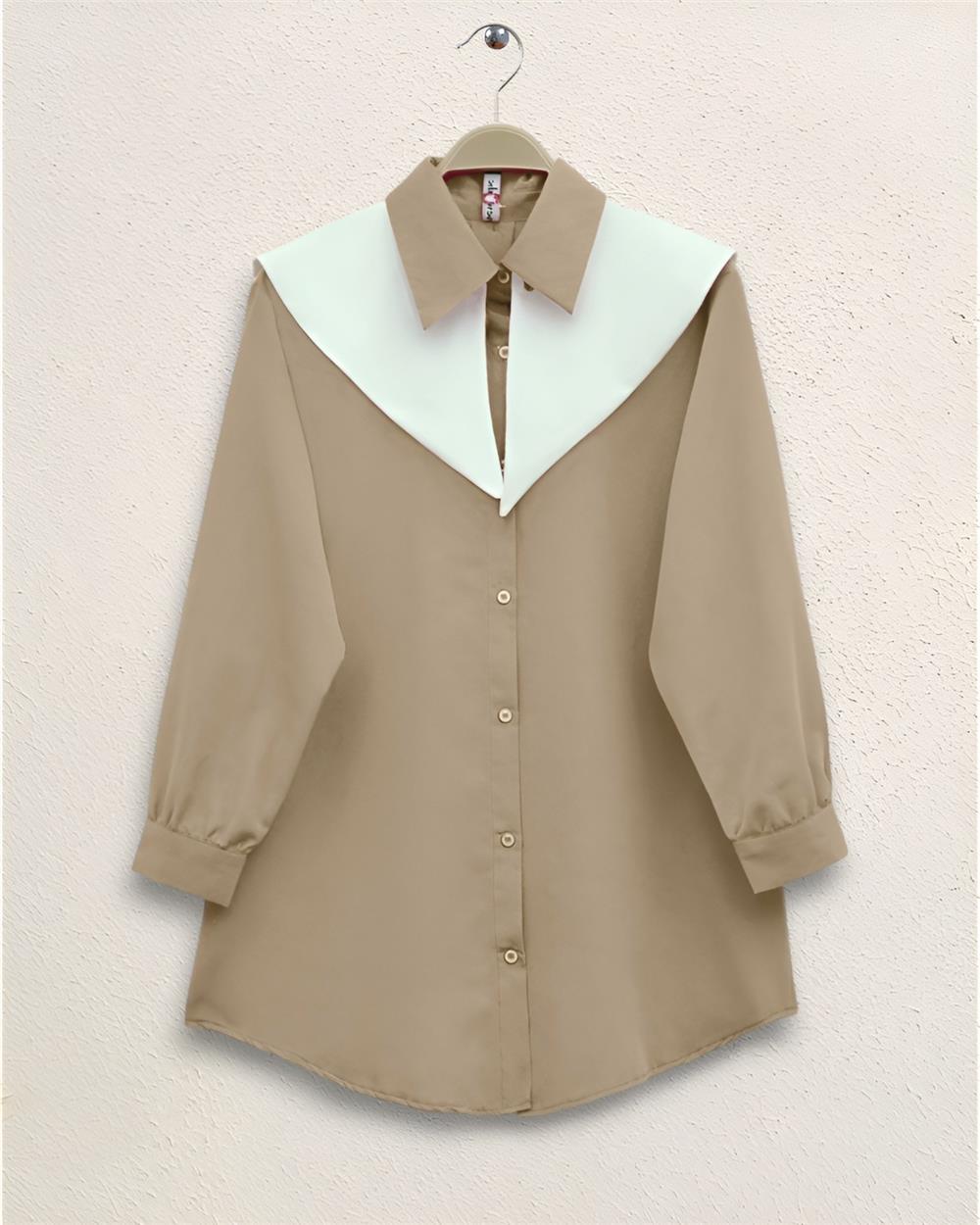 Sailor Collar Tericoton Shirt -Mink-120-1563-R23