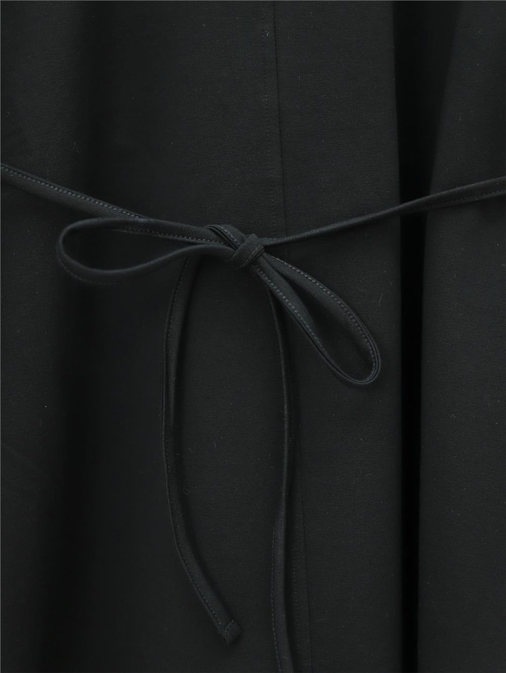 Dikiş Detaylı Yırtmaçlı Beli Bağlamalı Sweat -Siyah-238-2755-R01