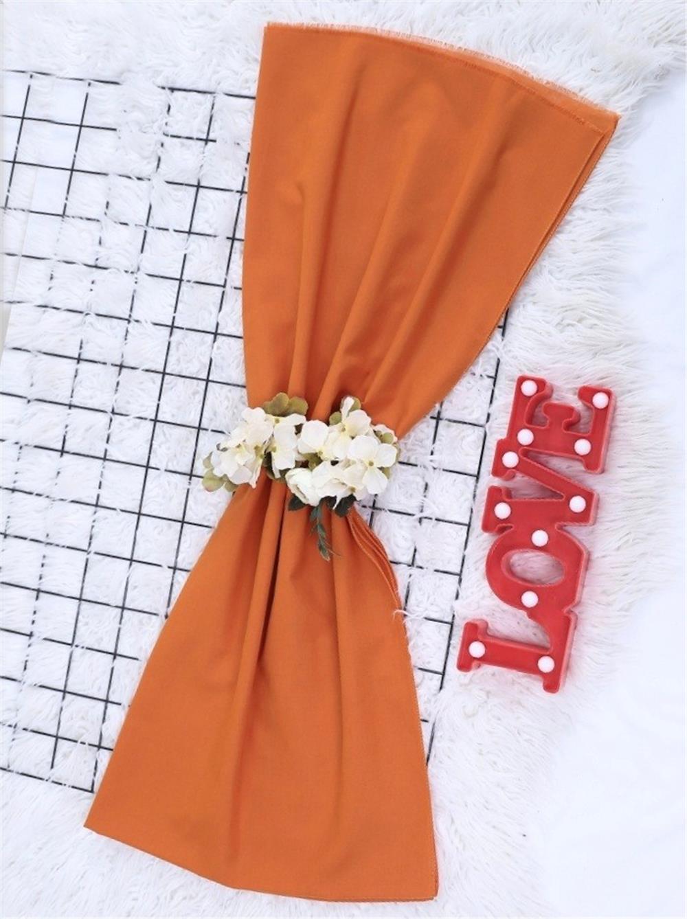 Plain Cotton Shawl -Orange-287-0775-R16