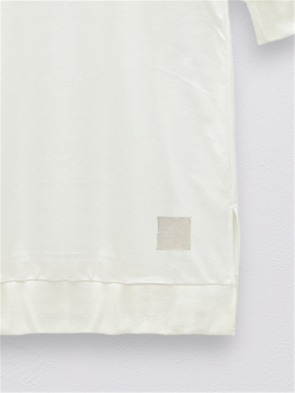 Long Tunic with Ribbed Skirt and Slits - White-338-30645-R02