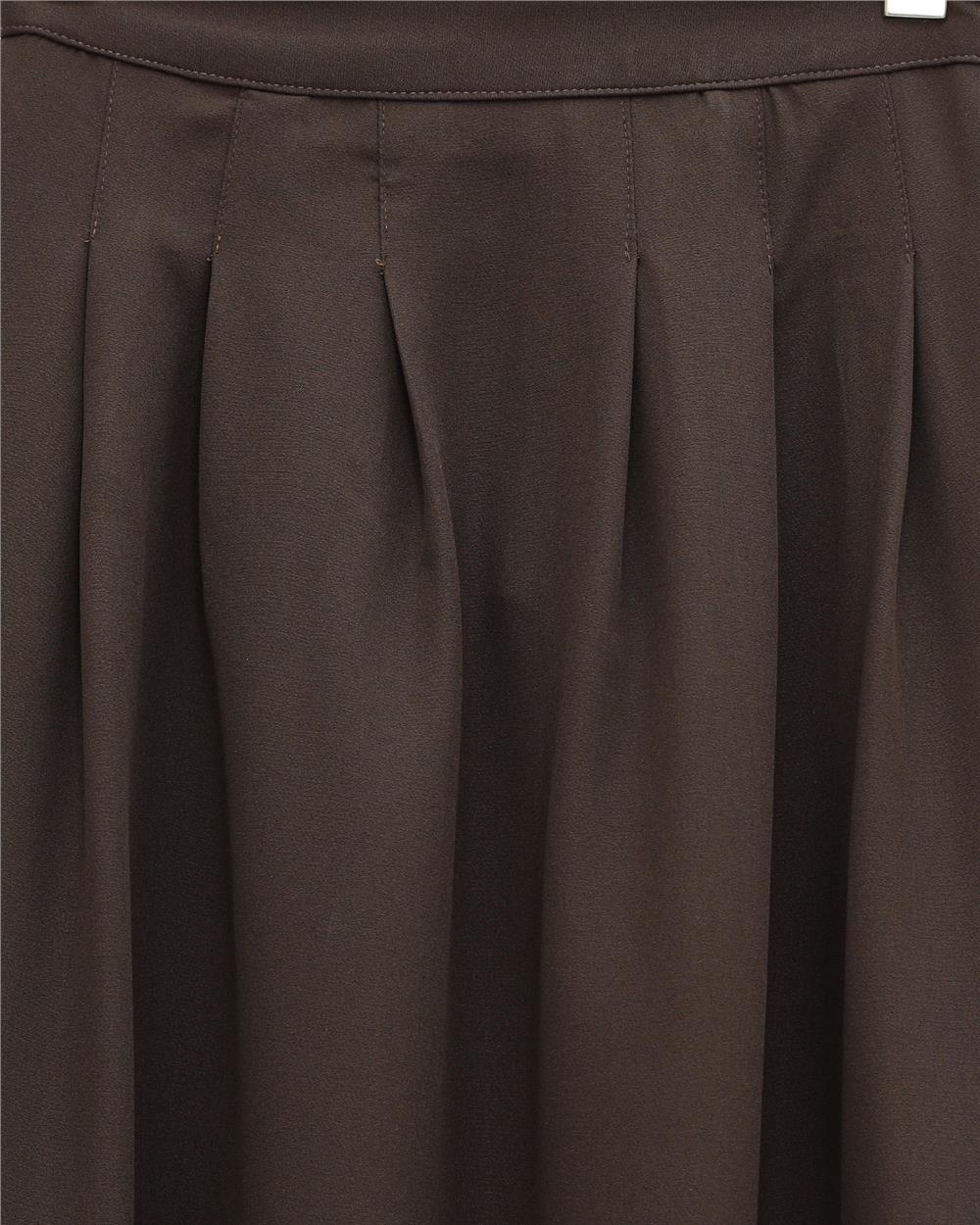 Fermuarlı Cepli Pliseli Krep Etek -K. Kahve-386-62120-R54