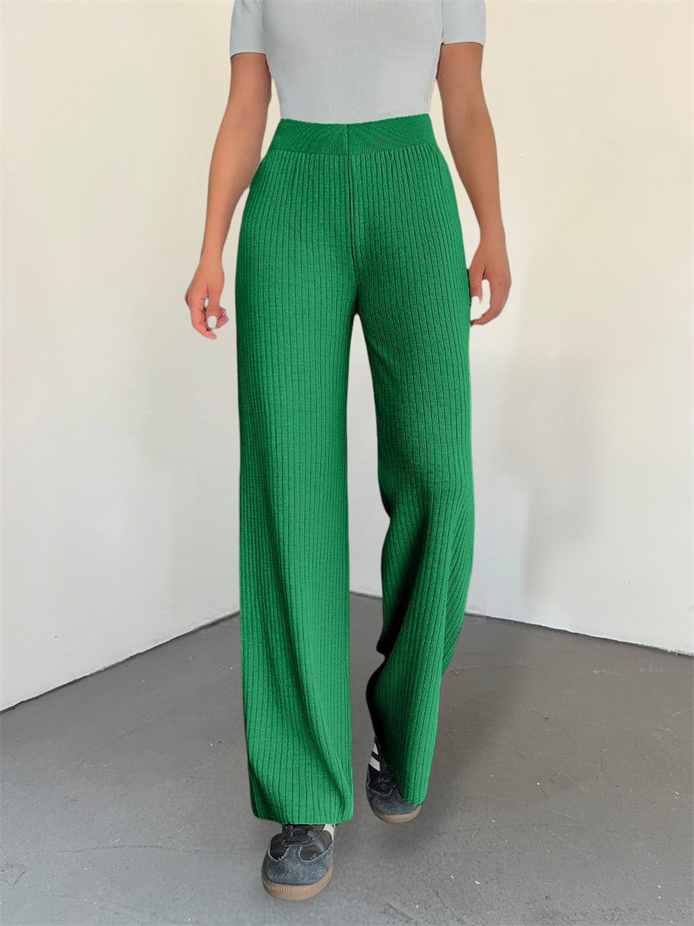 Corduroy Knitwear Trousers -Green-295-2127-R35