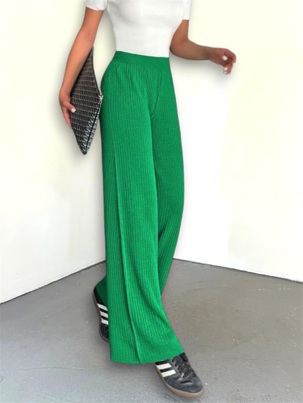 Corduroy Knitwear Trousers -Green-295-2127-R35
