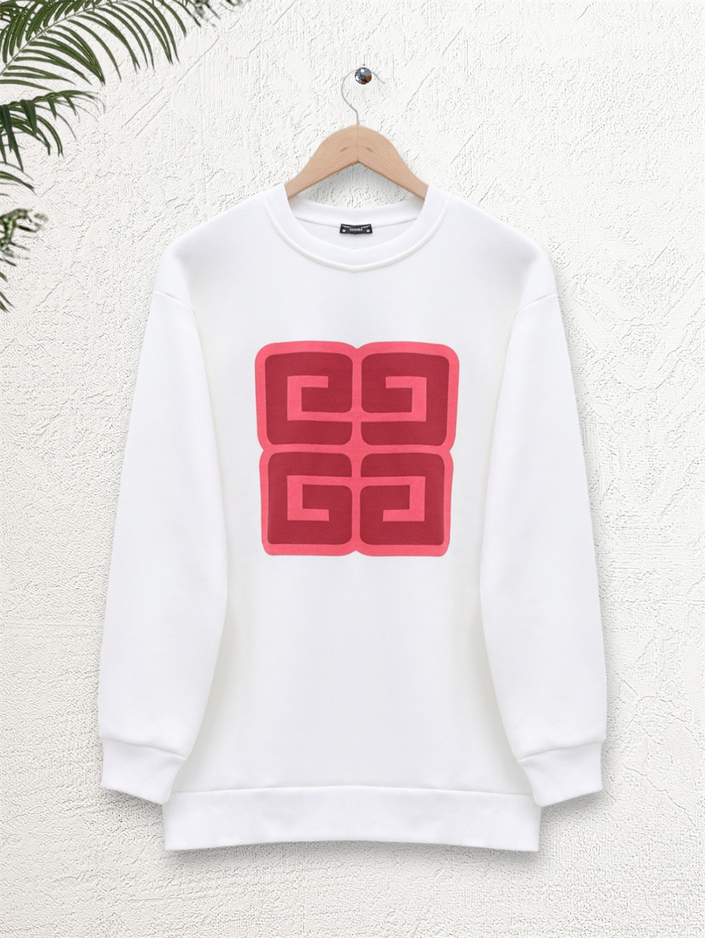 Harf Baskılı Bisiklet Yaka Şardonlu Sweat -Beyaz-357-3052-R02