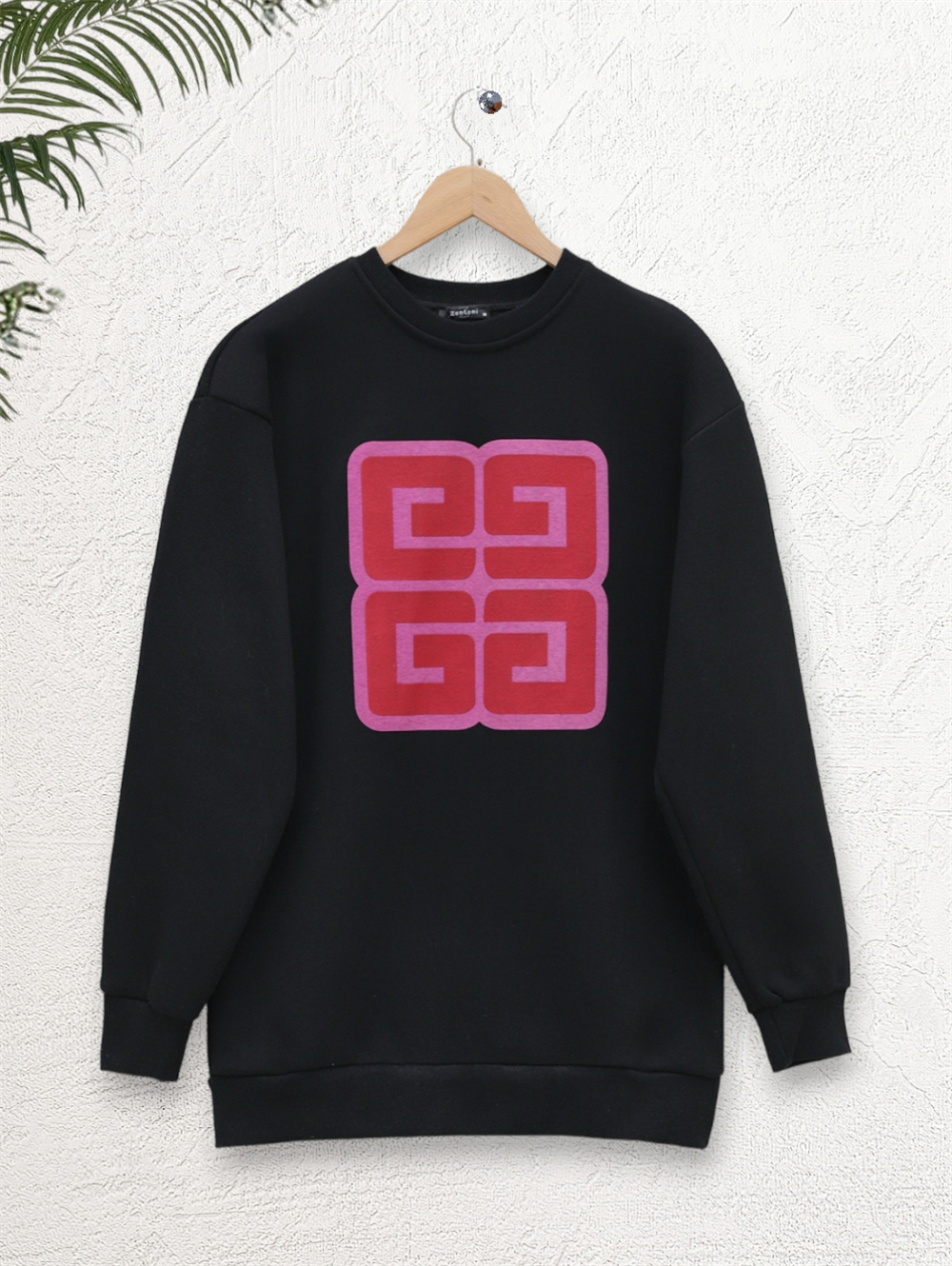 Harf Baskılı Bisiklet Yaka Şardonlu Sweat -Siyah-357-3052-R01